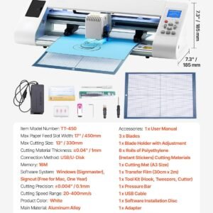 VEVOR Reducing Maker, Automatic Side Diagnosis Vinyl Fabric Cutter Machine Maker along with Layout Program as well as Products, Appropriate along with Numerous Report Formats, for Making Specialized Do-it-yourself Crafts, Cards, Stickers - Image 7