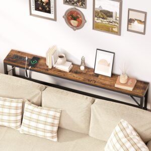 47.2" Skinny Console Dining Table along with Energy Channel, 5.91" Responsible For Chair Dining Table along with Asking For Terminal, Long Couch Dining Table, Narrow Entranceway Dining Table for Residing Space, Reception, Corridor, Antique Brown - Image 5