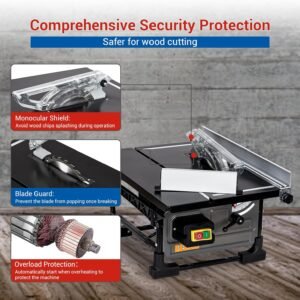 Dining Table Observed for Jobsite, 8 in 6.7-Amp Copper Electric Motor, Reducing Hasten to 3576RPM, 24 T Cutter, Treaty Portable Dining Table Observed Set Along With Gliding Miter Scale, Do-it-yourself and also Carpentry, Grey - Image 3