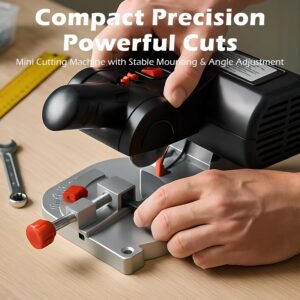 Mini Miter Saw Electric Electrical Power Dining Table Viewed Benchtop Cutoff Chop Viewed, Do It Yourself Reducing Devices for Crafts Miniatures Steel Hardwood Cutter Machine, Slices 1/2"Maximum Tall Maximum forty five Level - Image 6