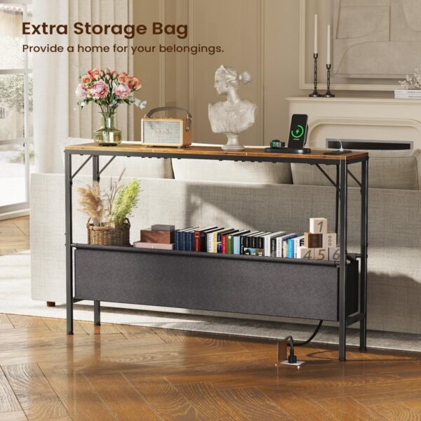 Console Dining Table, Narrow Couch Dining Table, 47.2" Responsible For Chair Dining Table along with Power Plant, Doorway Dining Table, for Residing Space, Corridor, Entrance, Hall, Antique Brown 3 81X10D6W0GL. AC SL1500